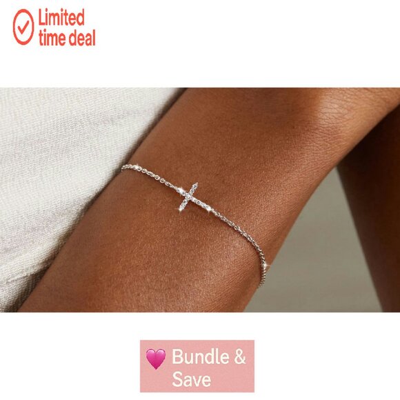 Sterling Silver Gold Plated Cross Bracelet Adjustable Christian Jewelry Gift - Picture 8 of 8